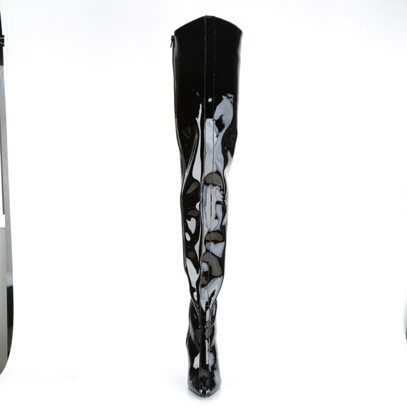 Seduce  4010 Queen Wide Top Crotch Thigh Boots High Heel Black Patent - Picture 5 of 5